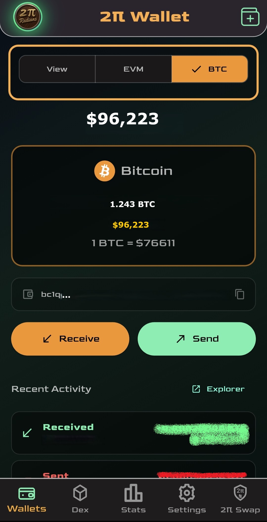 BTC wallet mode