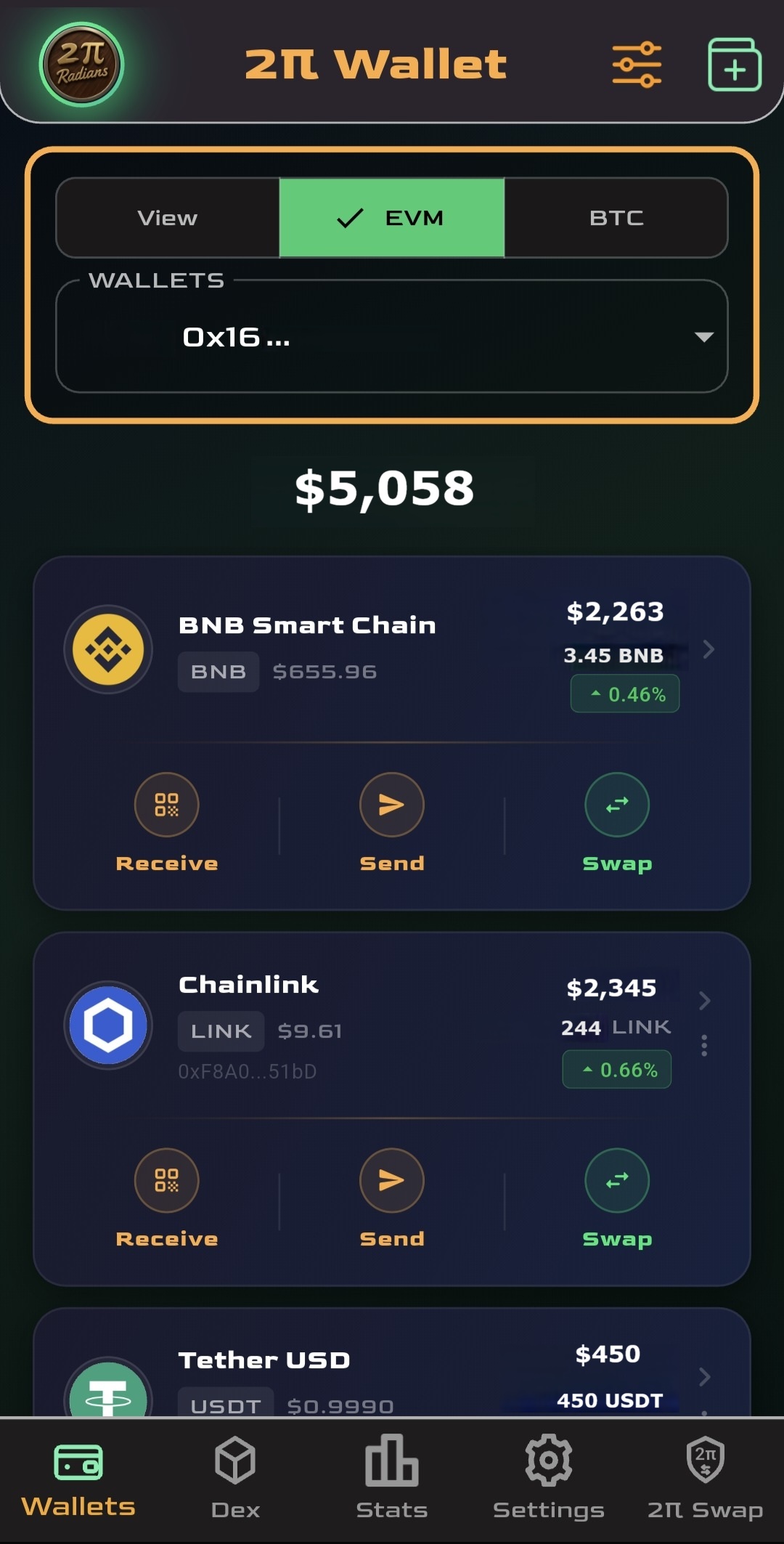 EVM wallet mode