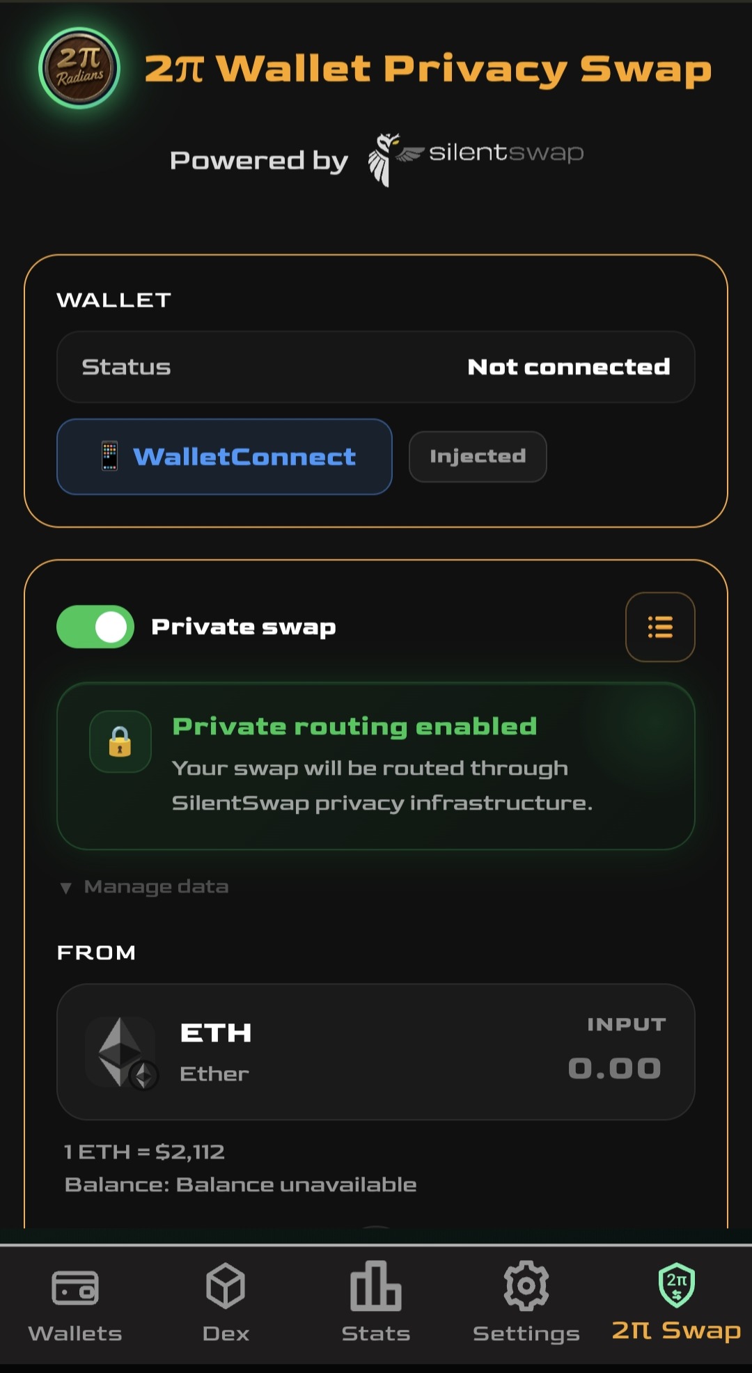2π Privacy Swap