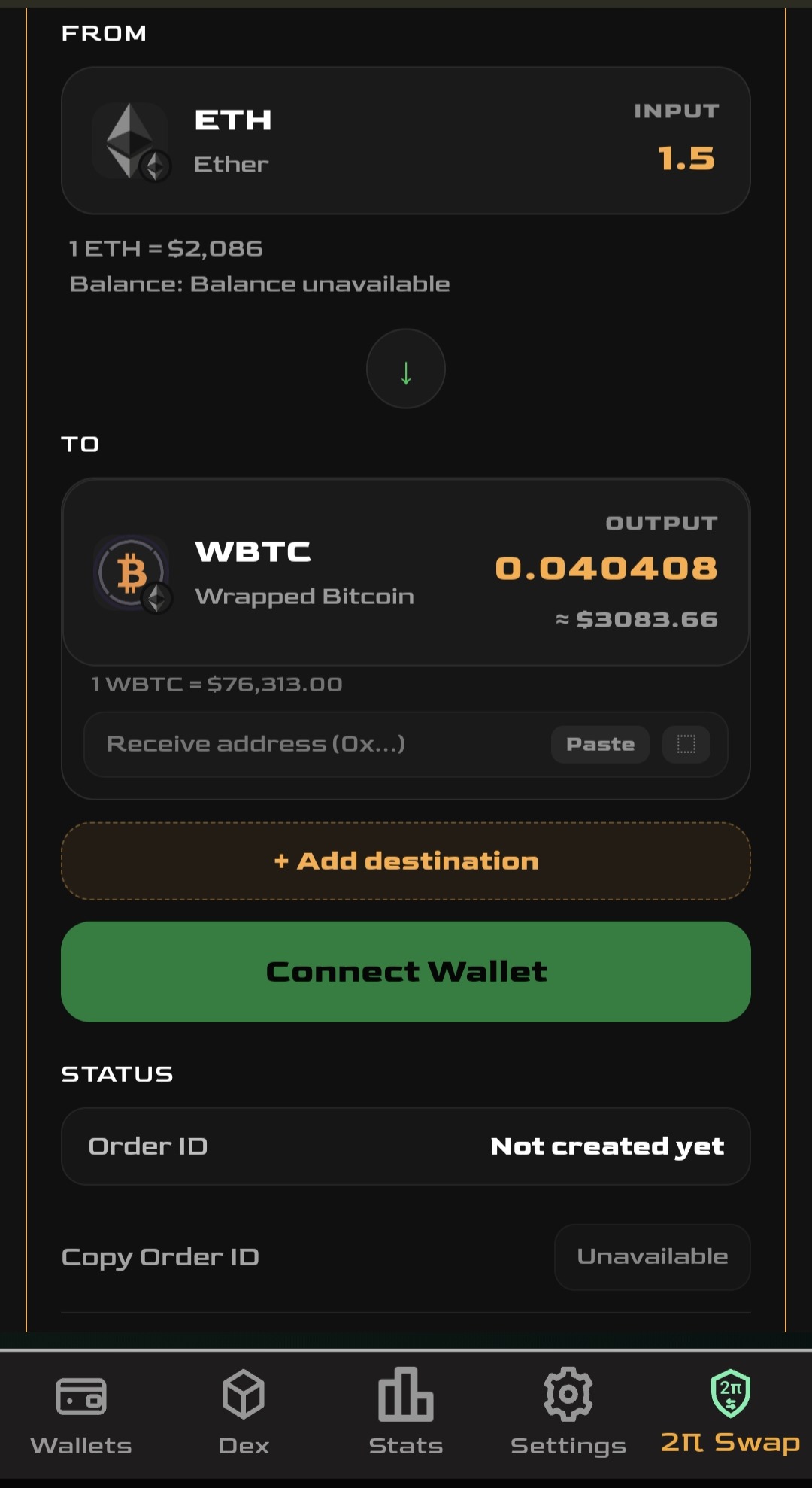 2π Privacy Swap