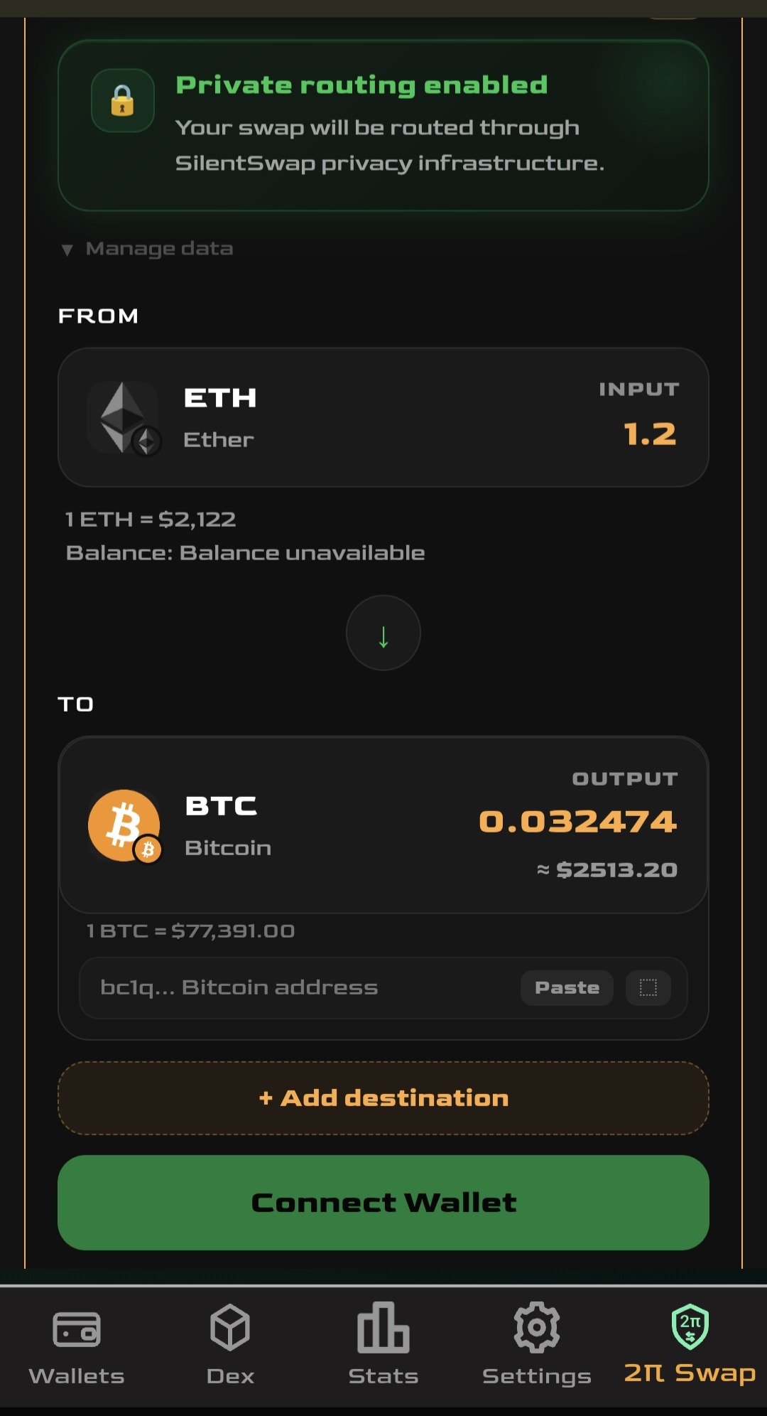 2π Privacy Swap